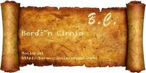 Berán Cinnia névjegykártya